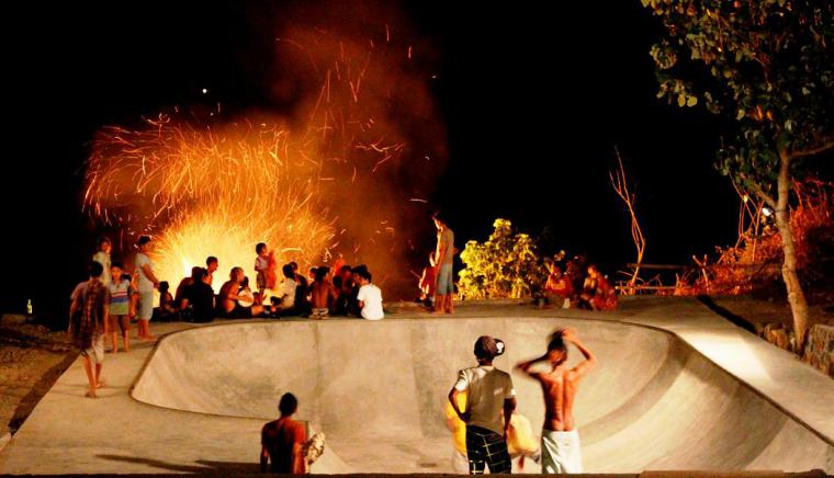 Skate bowl bonfire